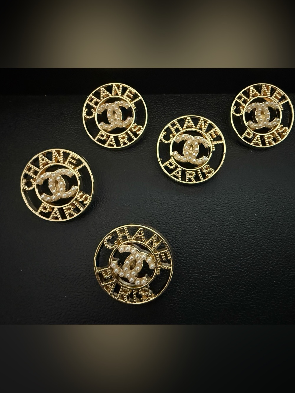 Preloved CHANEL Gold Pearl CC Logo Buttons - Set of 5